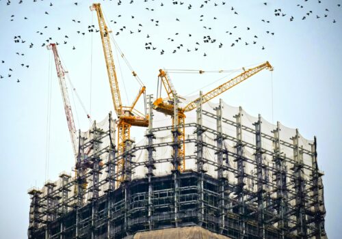 Cranes atop a building. Dabust Soh/Unsplash